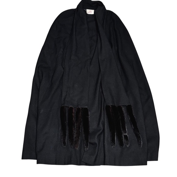 C'est Simone Opera Cape Genuine Mink Tail Fringe Luxury Vintage Evening Wrap - Picture 3 of 14